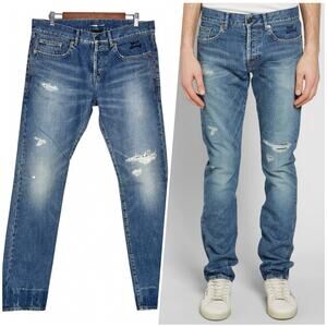 Saint Laurent | Men | Authentic Slim Trash Dirty Distressed Denim Jeans | Sz 32